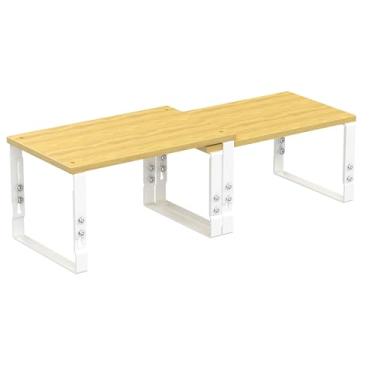 Imagem de Wobmmi Prateleira organizadora de armário de cozinha, conjunto de 2 prateleiras de armazenamento ajustáveis em altura, empilháveis, expansíveis, organizadores de prateleiras de bancada, prateleiras de