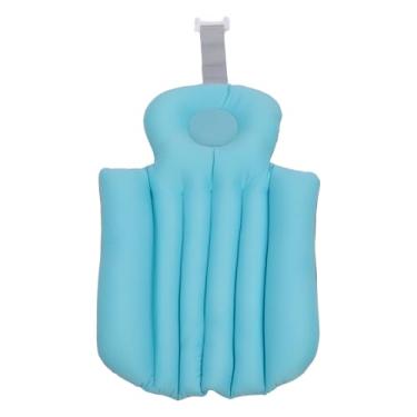 Imagem de Travesseiro de banho para banheira, Almofada de banheira com ventosas antiderrapantes, Travesseiro ergonômico para banheira com apoio para cabeça, pescoço e costas (Azul)