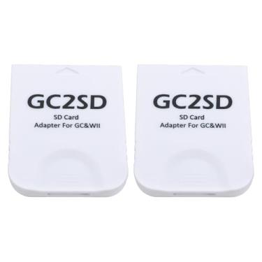 Imagem de Create idea 2 peças adaptador de cartão de armazenamento de 512 GB 45 * 35,5 * 7 mm GC2SD adaptador de leitor de cartão micro compatível com consoles Gamecube Wii, branco