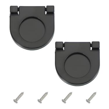 Imagem de PATIKIL Puxador de anel nivelado de 1,4 polegadas (35 mm) 2 peças puxador de gaveta de perfil baixo de liga de zinco com parafusos para armários de móveis cômodas, preto
