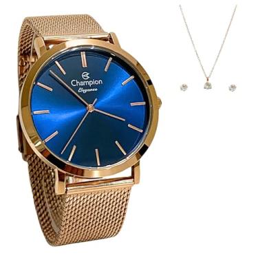 Imagem de Relógio Champion Feminino Analógico Rosé CN20819 + Kit Semi-Joia