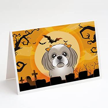 Imagem de Caroline's Treasures BB1808GCA7P Cartões de felicitações e envelopes prateados Shih Tzu Pacote com 8, 7 x 5, multicolorido