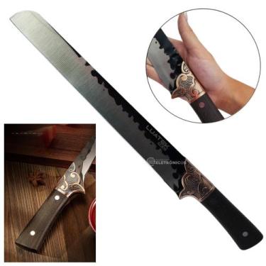 Imagem de Faca/Facão Full Tang com Lâmina de Aço e Cabo de Plástico e Madeira, P