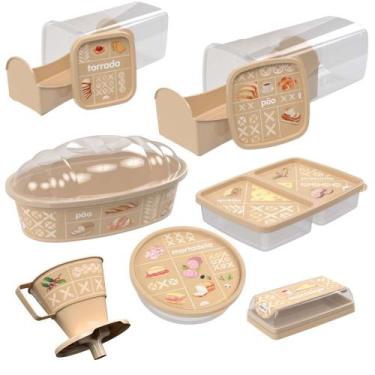 Imagem de Kit porta frios, mortadela, pães, manteiga, torrada e suporte de café 