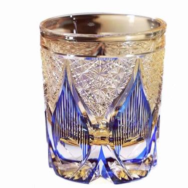 Imagem de JEKE Copo de vidro de cristal colorido cortado à mão estilo Edo Whisky Gass 255 g com caixa de presente de luxo, copos para coquetéis e vodca e cerveja em caixa de presente (C)