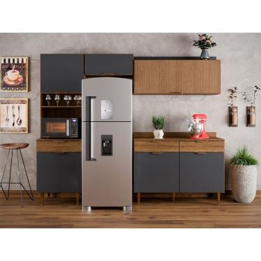 Imagem de Cozinha Completa Vitória 6 Portas 3 Gavetas Ipê e Grafite