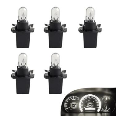 Imagem de YYTQP 5 peças T5 12V 1,2W lâmpadas de painel, lâmpada em miniatura, luz de instrumento para carro interno com soquete giratório, lâmpada de iluminação universal para carro (branco #D231)