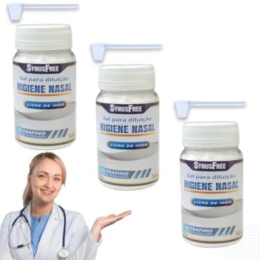 Imagem de Synusfree Kit com 3un 100g Sal Lavagem Nasal Soro Fisiológico Higiene Ultrafino