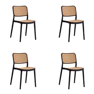 Imagem de Conjunto 4 Cadeiras para Jardim e Varanda Lia Preto/Caramelo