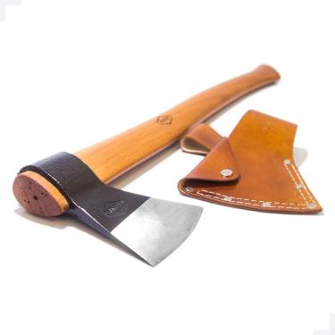 Imagem de Machado Florestal com Bainha de Couro Marrom - Ferramenta Ideal para Cortes e Poda