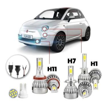 Imagem de Lampadas Led Fiat 500 Polones 2009 A 2016 H11 H7 H1 20000lm - V10, Bra