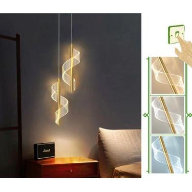 Imagem de 2 Pendente Espiral Caracol Minimalista Dourado Cabeceira 3/1 - AGE LUM