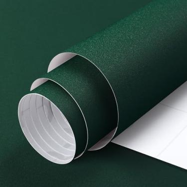 Imagem de Papel de parede verde escuro descascar e colar papel de parede verde puro adesivo à prova d'água cor sólida papel de parede verde para armário prateleira forro sala paredes cobrindo vinil decorativo