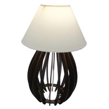 Imagem de Abajur Mdf Decorado/Madeira Mesa com cúpula  , Laser 30cm  Bivolt  E27