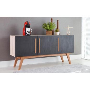 Imagem de Balcão Buffet Para Sala De Jantar Mdf Madeirado Pés Jatobá 3 Portas Pr