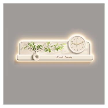 Imagem de Pintura decorativa com relógio Sala de estar Decorativo Grande Relógio de Parede Luminária de Parede, 3D Grande Arte de Parede Pendurada Relógio de Parede Paisagem Luminária de Parede Escultura, Luz A