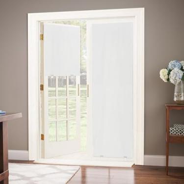 Imagem de Cortina LazBlinds 100% blackout, não requer ferramentas nem perfuração, sem cordas, isolamento térmico, proteção UV, para janelas e porta francesa (66 x 173 cm, branco/prata, 1 painel)