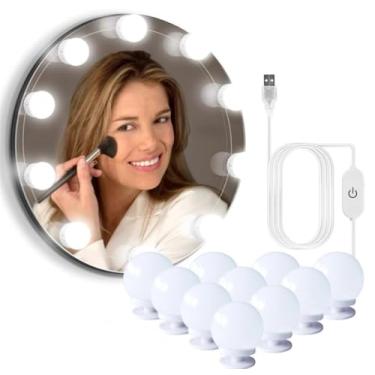 Imagem de Kit Luz Camarim Studio com 10 Lâmpadas LED – Iluminação Profissional para Maquiagem Impecável, Perfeita para Beleza e Cuidados Pessoais!