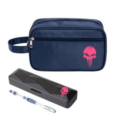 Imagem de Nécessaire Premium Executiva Nylon Caveira Rosa Porta Escova - Mormino