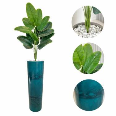 Imagem de Planta Artificial Bananeira Vaso Coluna Marmorizado + Pedra - FlorImp