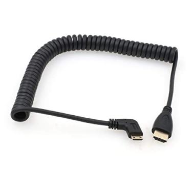 Imagem de SZRMCC Cabo enrolado de alta velocidade mini HDMI para HDMI ângulo reto para câmera Canon Sony CX7 / SR7E DSLR monitor ATOMOS