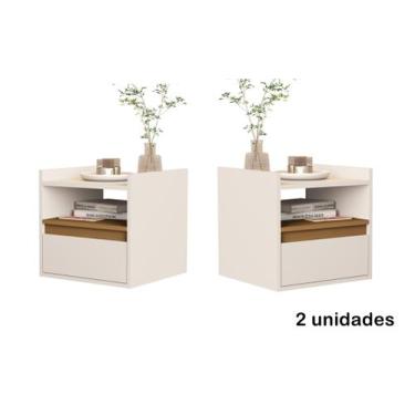 Imagem de Kit 2 Mesas de Cabeceira Suspensa com Porta Medina Plus - Cores - Comp