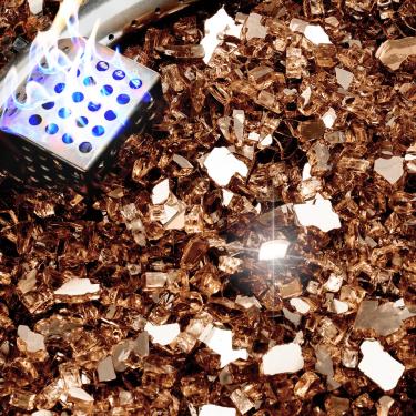 Imagem de NUPICK Vidro de fogo de 2,3 kg, vidro refletivo de 1/4 polegada, pedra de vidro de fogueira temperado para propano ou gás natural, pedras de vidro para mesa de fogueira, vidro de lareira para