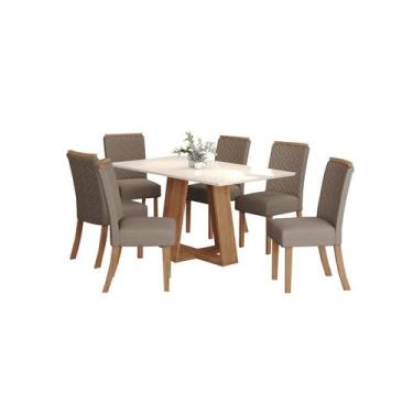 Imagem de Mesa Jantar Lins 160 6 Cadeiras Malu Amendoa - Henn