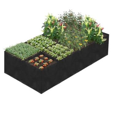 Imagem de Hlimior Canteiro de jardim elevado de tecido de 58 galões, saco grande de cultivo de jardim de 1,2 x 0,3 m x 3 m, caixa de plantação de 8 grades, recipiente de feltro para cultivo de tomates, batatas