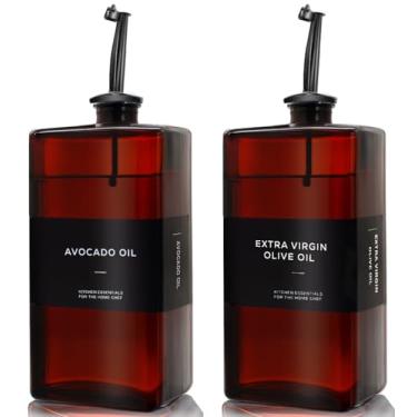 Imagem de Ledanba Garrafa dispensadora de azeite de oliva para cozinha, vidro marrom escuro com proteção UV, 500 ml, conjunto de dispensador de óleo e vinagre, dispensador de molho de soja, garrafas de xarope