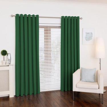 Imagem de Cortina Verde-Bandeira 300X250 Ilhós Cromado Sala Fabritex