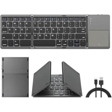 Imagem de KAOSAR Teclado Dobrável Sem Fio com Touchpad, Mini Teclado Portátil de Viagem Para IOS, Android, Windows, Mac Os, Disponível Por 48H, Preto
