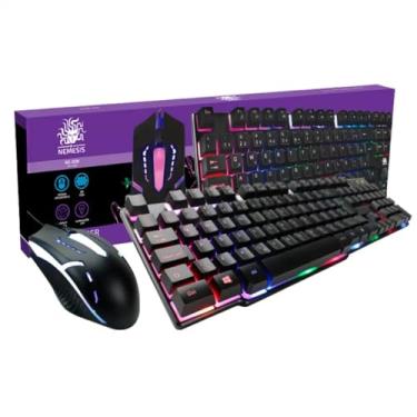 Imagem de Kit Gamer com Teclado RGB Retroiluminado e Mouse Óptico com LED, Preto