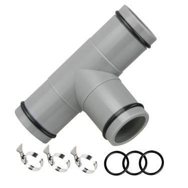 Imagem de Magoog Conector de mangueira de piscina, conector de mangueira de piscina com junta T de 3,2 cm - 3,2 cm, adaptador de mangueira de piscina para bomba de filtro, cinza
