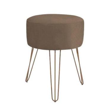 Imagem de Puff Puf Banqueta Decorativa Para Sala Marrom Pés Rose Gold - Decore.C