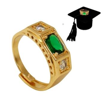 Imagem de Anel Ajustável Masculino de Formatura Feito De Moeda Antiga Banhado A Ouro Com Capelo - Medicina