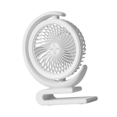 Imagem de Generic Ventilador de mesa 360 ° fã de mesa de ângulo ajustável com casa de luz noturna 3 velocidades USB recarregáveis ​​para o escritório do banheiro do, Branco