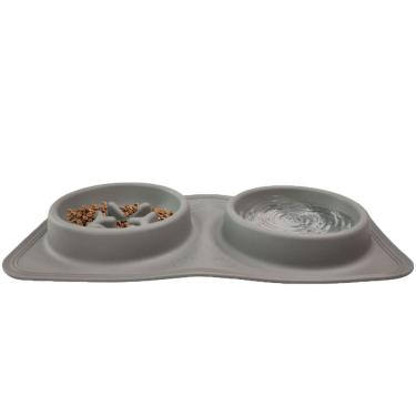 Imagem de Comedouro Bebedouro 2 Em 1 Silicone Cachorro Gato Pet Animais Raçao Agua Comida Hidrataçao Dobravel