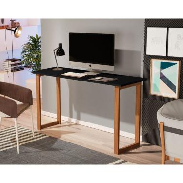Imagem de Mesa de Estudo Office 1.20cm - Pés em Madeira Maciça c/ Pintura Anti Umidade - Tampo 15mm c/ fita de borda - Preto