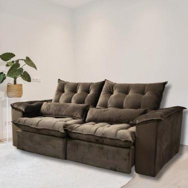 Imagem de Sofá Retrátil e Reclinável Articulado Ipanema com 1,60m de Largura e Abertura Grande em Veludo Premium com Pillow D33 - Montagem Inclusa