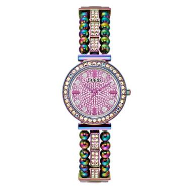 Imagem de GUESS Relógio feminino de 30 mm - Caixa iridescente iridescente G-Link prata mostrador iridescente, Iridescente, one, Clássico