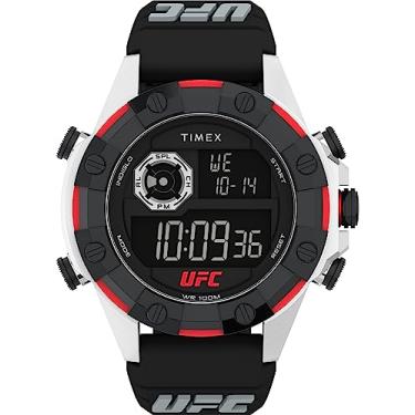 Imagem de Timex Relógio masculino UFC Kick de 49 mm - pulseira preta com mostrador digital e caixa prateada, Preto