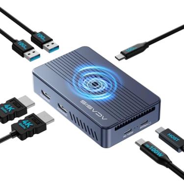 Imagem de ACASIS Monitor duplo Mac Mini Dock com gabinete SSD M.2 NVMe de 40 Gbps, Mac Mini Hub com 2 x 4K60HDMI, 2 x USBA 10 Gbps, USB C 10 Gbps, design de ventilador de resfriamento, funciona para M1/M2