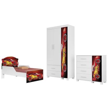 Imagem de Quarto Infantil 3 Peças Com Mini Cama Carro Vermelho Z53    - Mpozenato