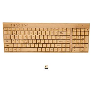 Imagem de Teclado e Mouse de Bambu Sem Fio, Dispositivos Sem Fio de Computador de 2,4 GHz Com Receptor USB, Mouse Opcional de 1200 DPI/Teclado Compacto/combinação de Teclado e Mouse Sem Fio (Teclado)