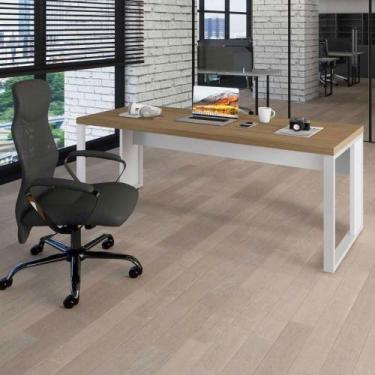 Imagem de Mesa Escrivaninha Industrial 1.90m Pés Metal Mac Branco F5 - F5 Office