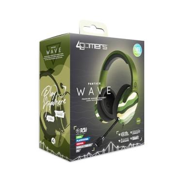 Imagem de 4Gamers Panther Wave – Fone de ouvido para jogos verde floresta compatível com PS4/PS5, Xbox, Switch, PC com microfone flexível, conector de 3,5 mm, cabo de 1,5 m, leve, confortável e durável