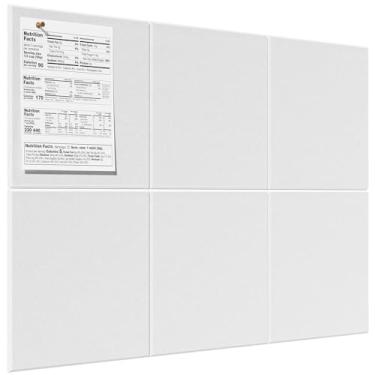 Imagem de MaxGear Quadro de cortiça grande para parede de 91 cm x 61 cm, quadro de avisos branco, pacote com 6 azulejos de parede de feltro com pinos, placas de cortiça para escritório, quadro de pinos de