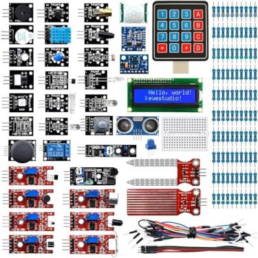 Imagem de NOVIIML 7 in 1 Sensor Kit for Arduino with Tutorial,Sensors Modules Compatible for Arduino and Raspberry Pi Programming,Active Buzzer/5V Relay/Temperature and Humidity Module etc.