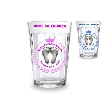 Imagem de Kit 24 Copos Americano Vidro Personalizado 190ml Decorado Temático Presente Lembrancinha Maternidade Nascimento Recém Nascido Menina Menino Frase Delicado (Rosa/MENINA)